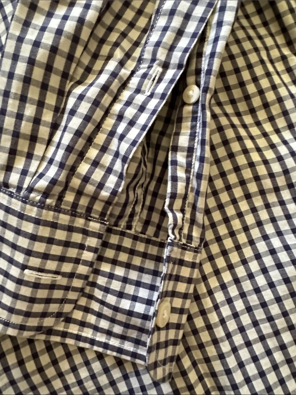 J. Crew Men’s Navy and White Gingham Button-Down Shirt